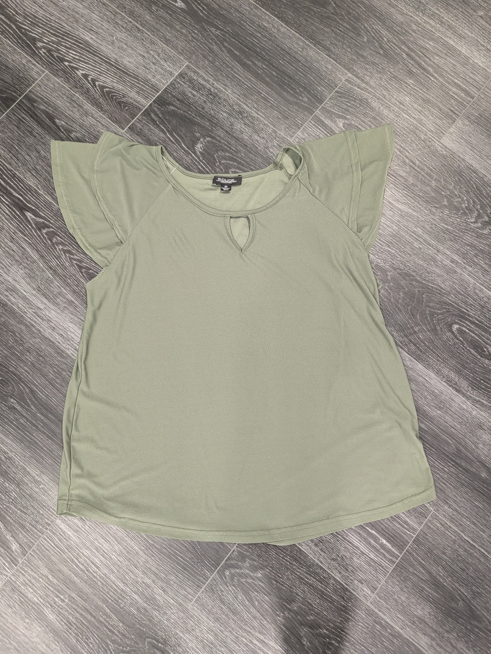 Sage Green Flutter Sleeve Keyhole Top